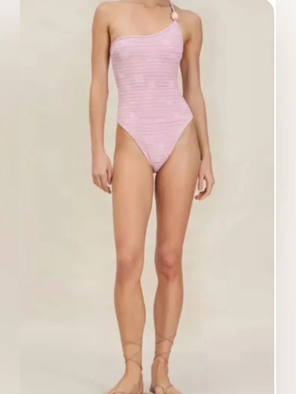 Devon Windsor Amalie Orchid One-Shoulder Pink Textured Swimsuit Size M NWT